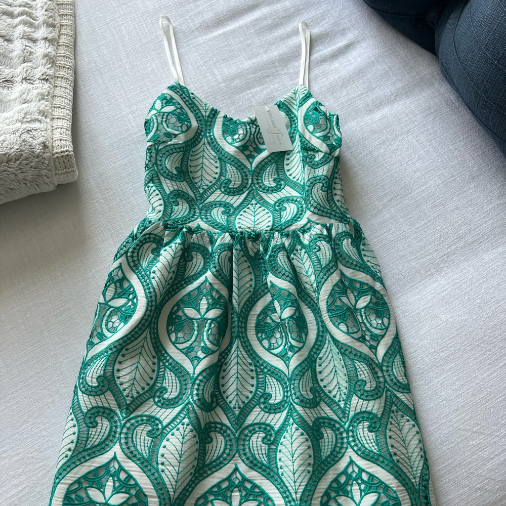 BTFL 1232 Embroidered Mini Dress Green